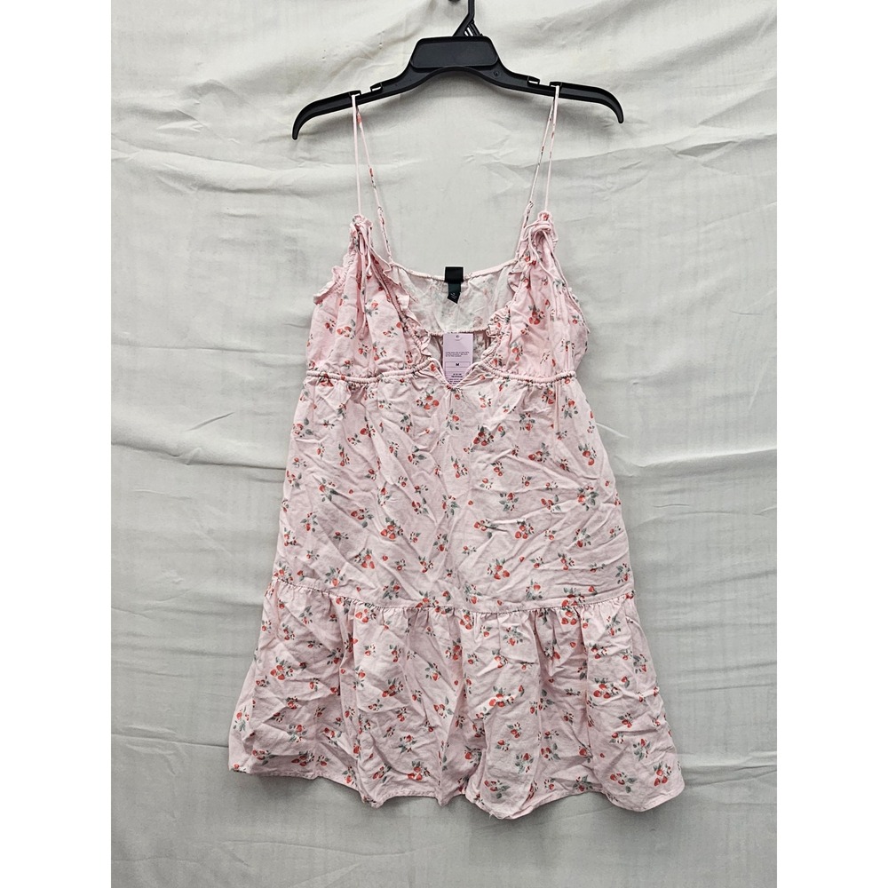 Wild Fable Womens Strawberry Print Mini Dress Pink Linen Blend Casual Size M